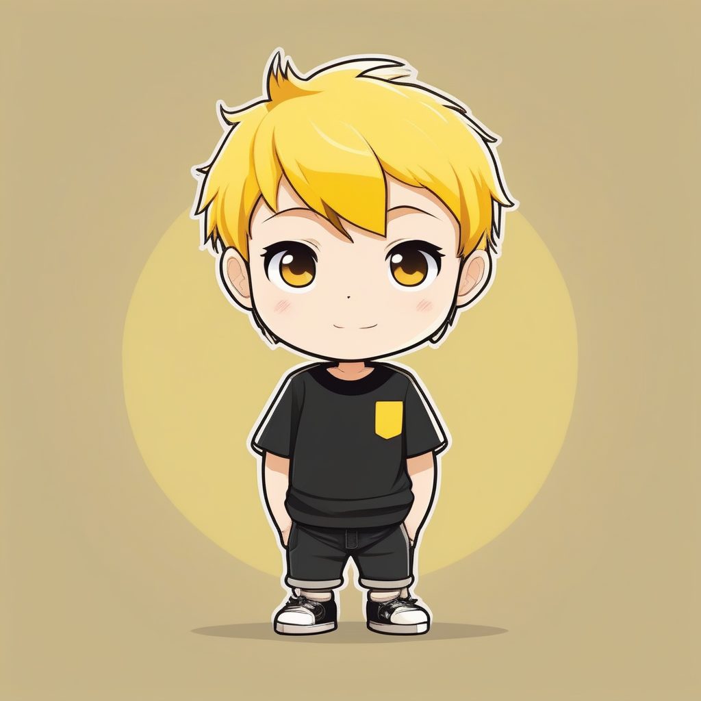 极简日系Q版黄发男孩阳光现代感