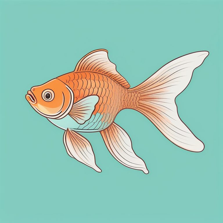 极简柔彩插画风单只金鱼