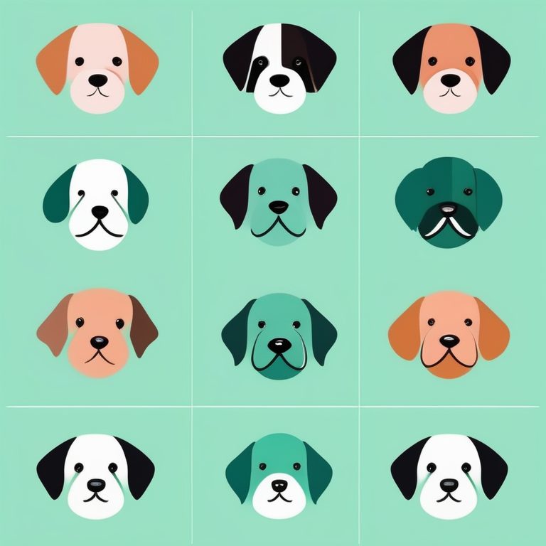 极简柔彩图形风单只小狗插画