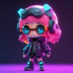 极简赛博朋克Q版插画:Pop Mart风格3D渲染提示词与8K细节捕捉 2 ji jian sai bo peng ke q ban cha hua popmart feng ge 3d xuan ran ti shi ci yu 8k xi jie bu zhuo