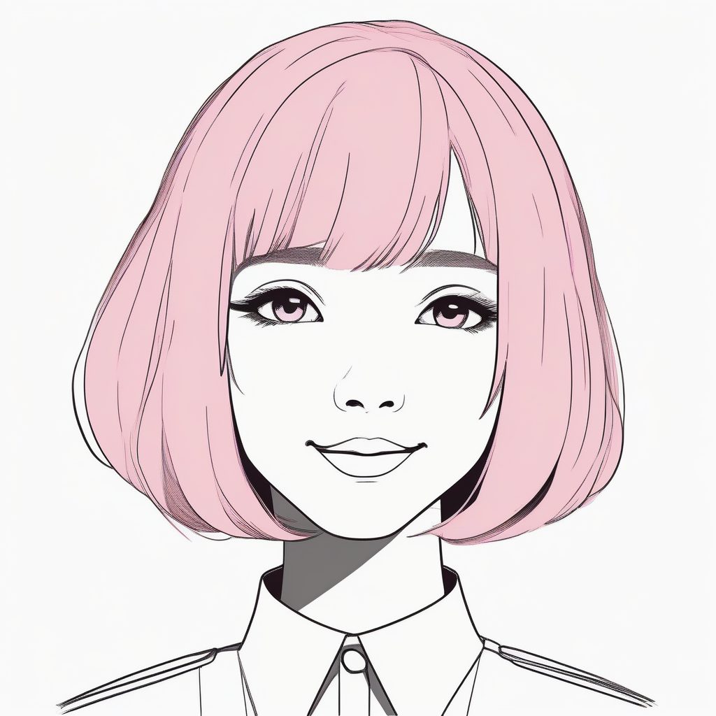 极简赛璐珞：粉色短发少女头像，纯色马卡龙风格