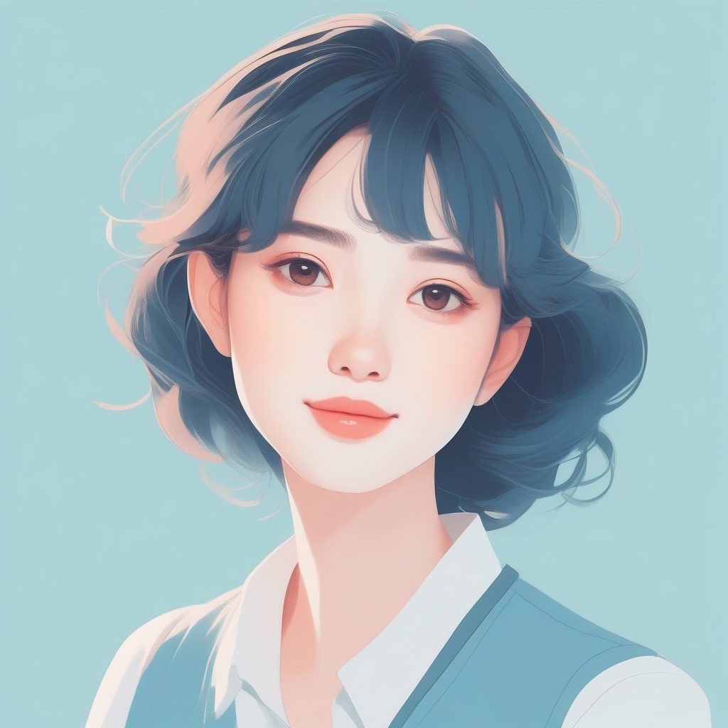 极简赛璐珞风少女肖像：马卡龙低饱和治愈系