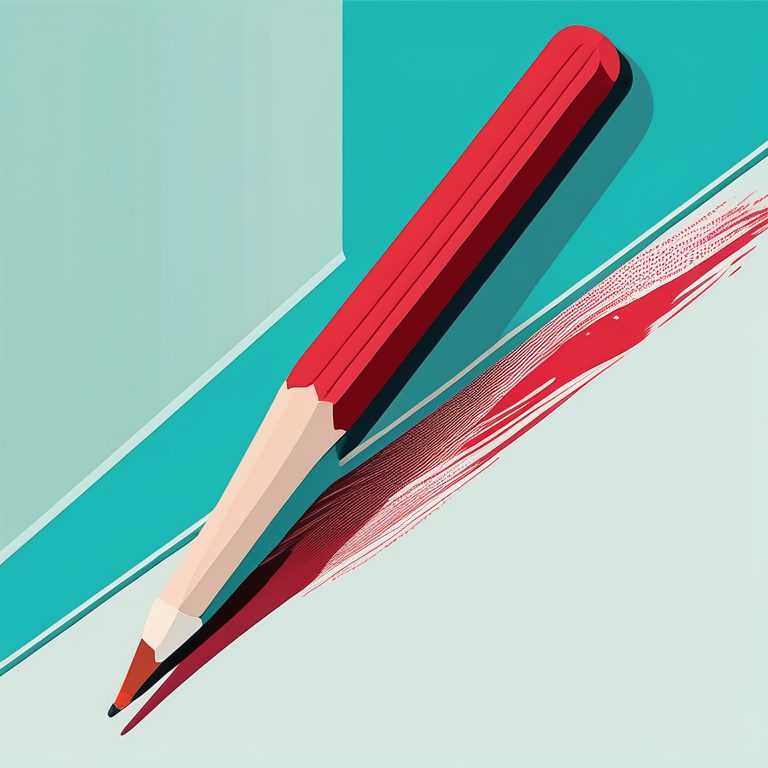 极简色彩滴落插画——红色铅笔