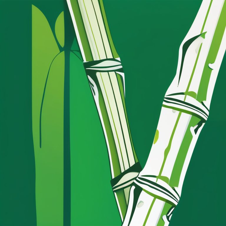 极简色彩滴落插画:一株竹子枝干