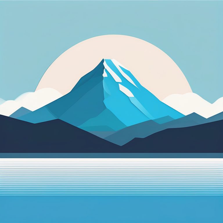 极简山峦风单一雪山平面插画