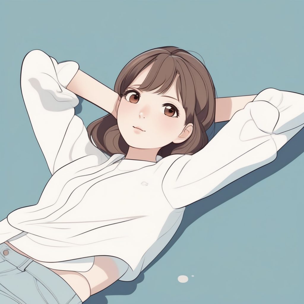 极简少女侧卧托腮