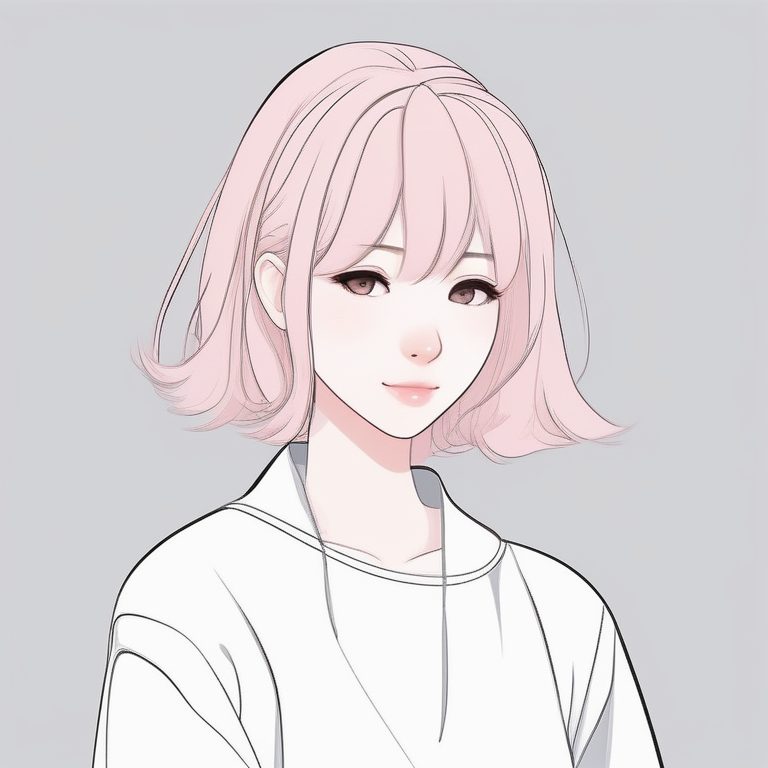 极简少女混合淡粉和灰色背景