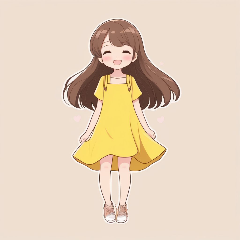 极简少女Q版黄色小裙子夏日清新