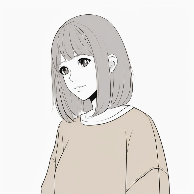 极简少女肖像向右看米灰底