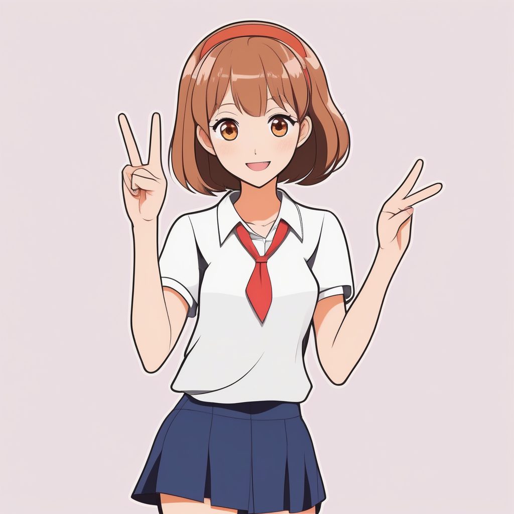 极简少女眨眼比V手势