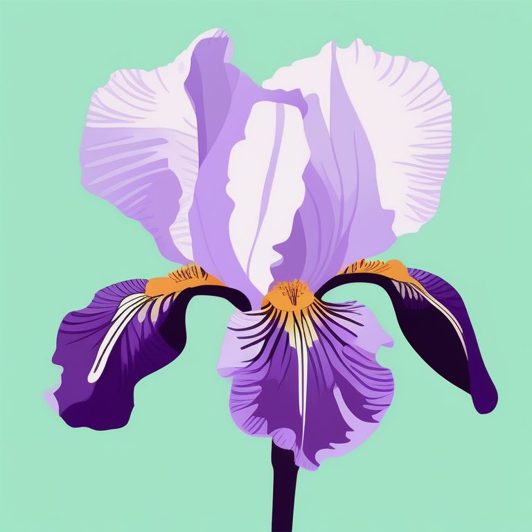 极简设色海报-单朵紫色鸢尾花