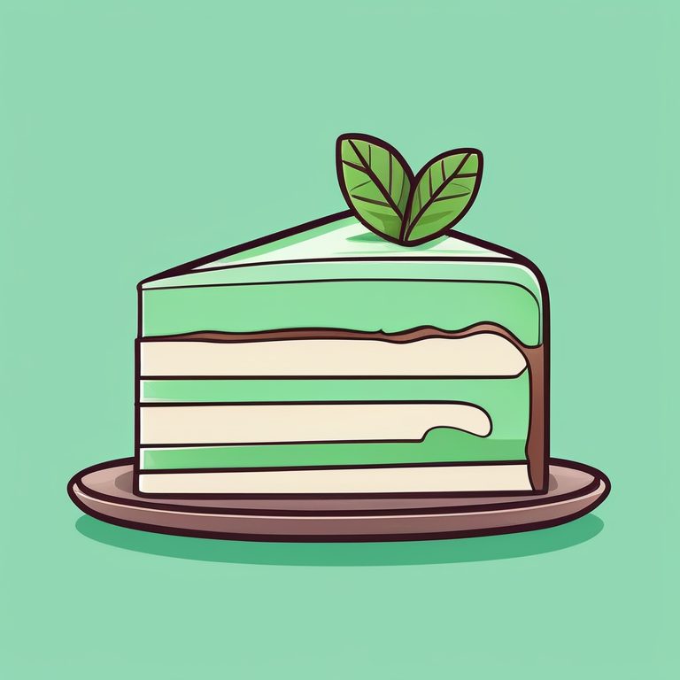 极简矢量美食插画单片薄荷蛋糕