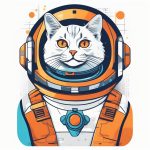 极简矢量宇航猫 T恤印花设计:纯色块图形艺术 7 ji jian shi liang yu hang mao t xu yin hua she ji chun se kuai tu xing yi shu