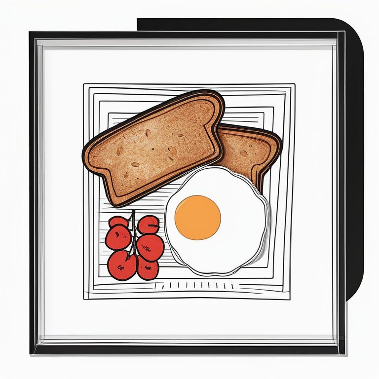 极简食物线条插画:早餐吐司