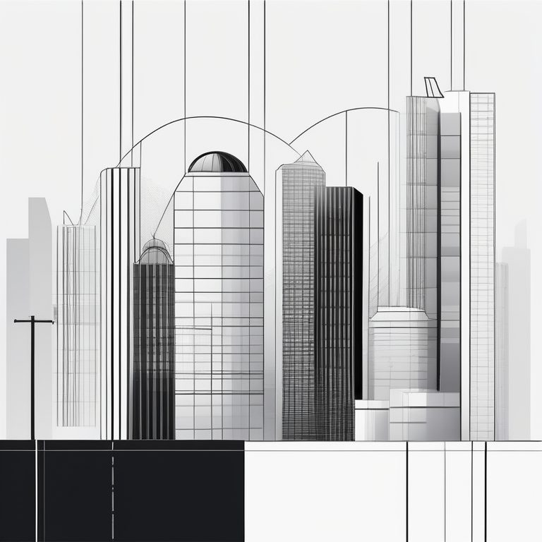 极简手绘风格的现代城市建筑