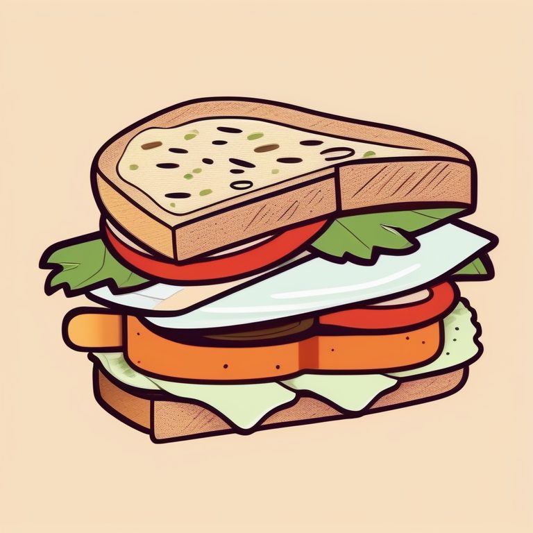 极简手绘美味三明治