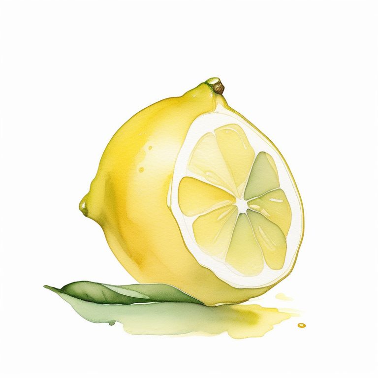 极简手绘水彩风格 一枚漂浮的柠檬