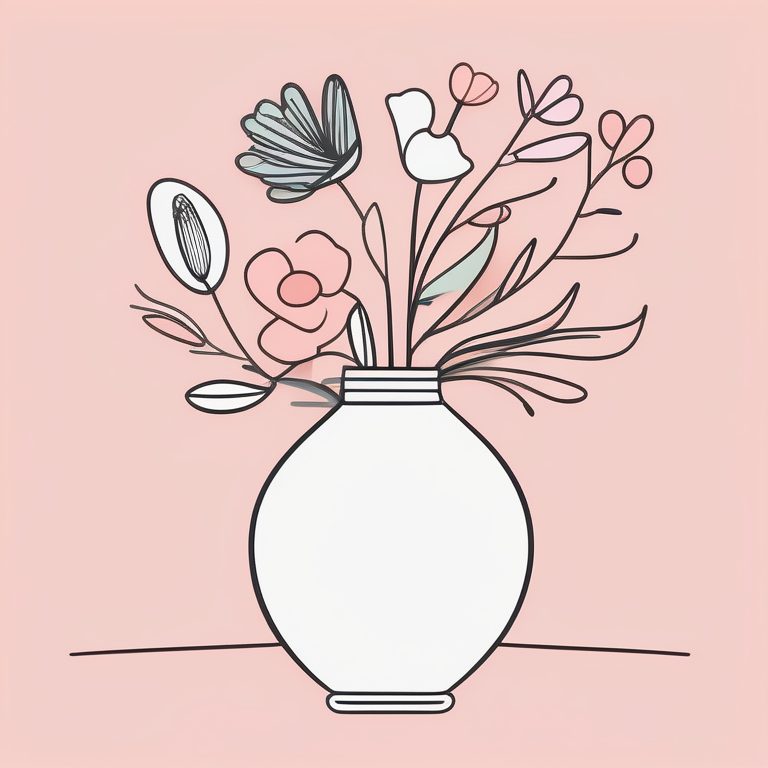 极简手绘涂鸦风格鲜花花瓶