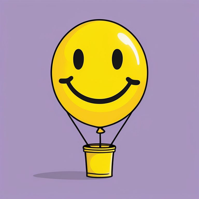 极简手绘涂鸦风 | 一个笑脸气球