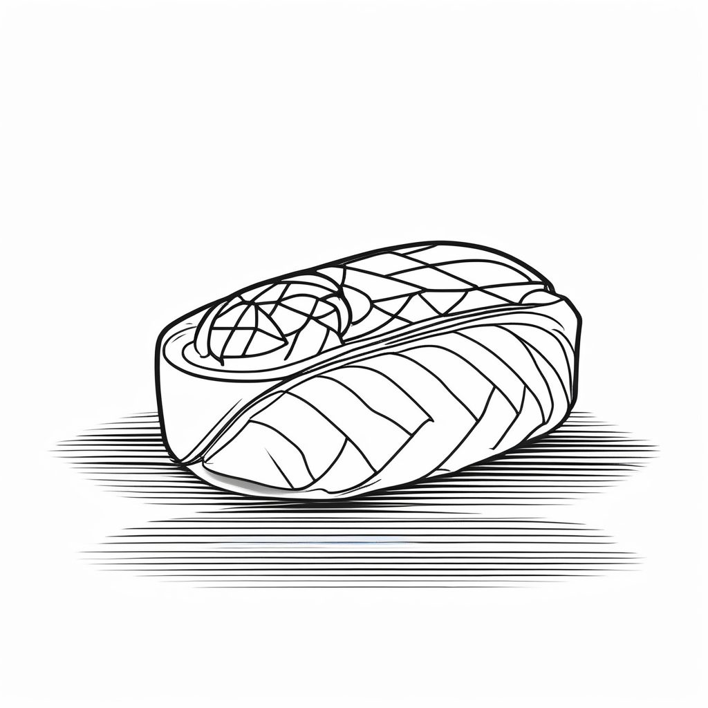 极简寿司日式单线图：矢量美食艺术