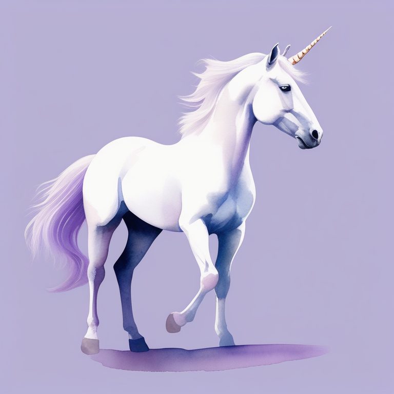 极简水彩风独角兽主题单体插画