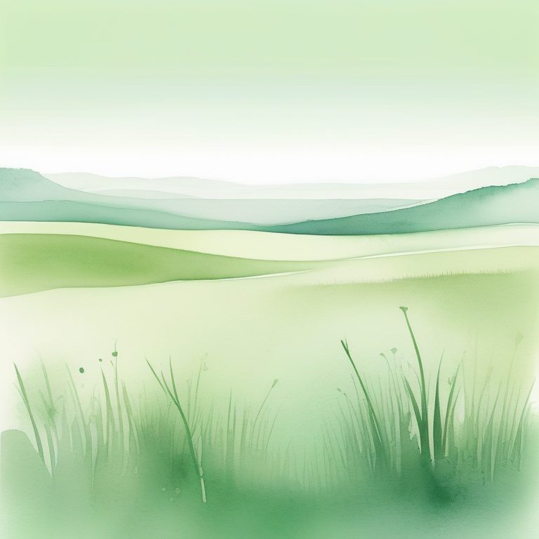 极简水彩渐变草地风景