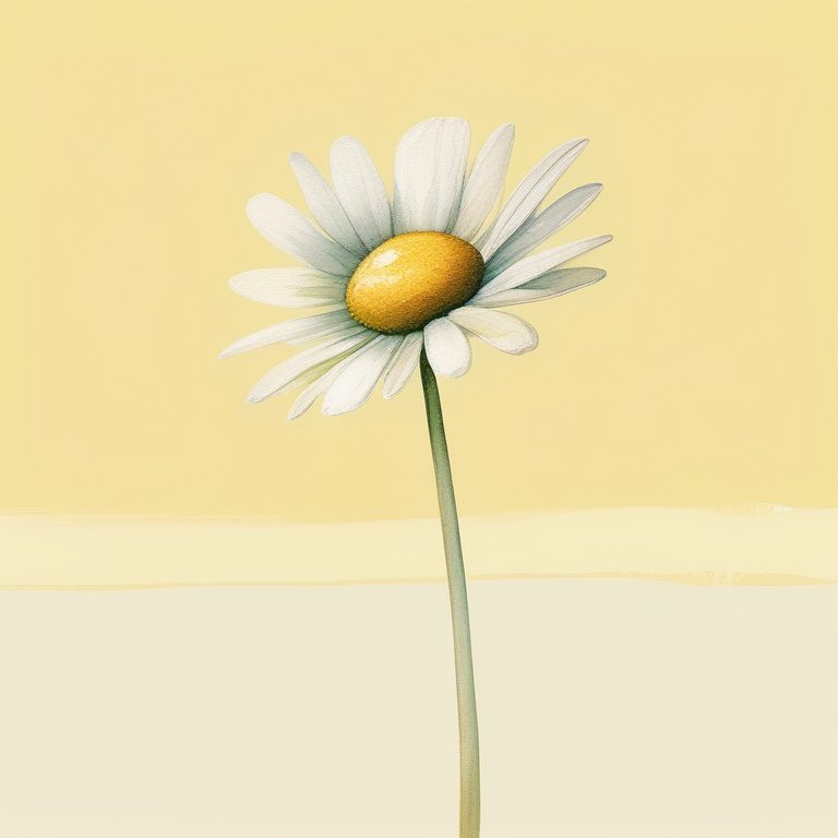 极简水彩柔和色彩雏菊插画