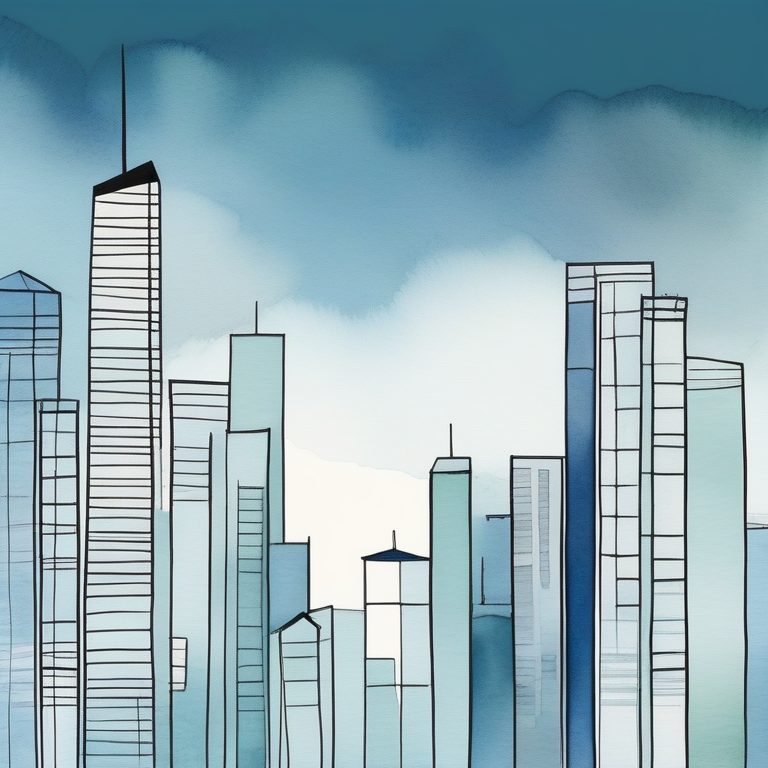 极简水彩印象城市天际线