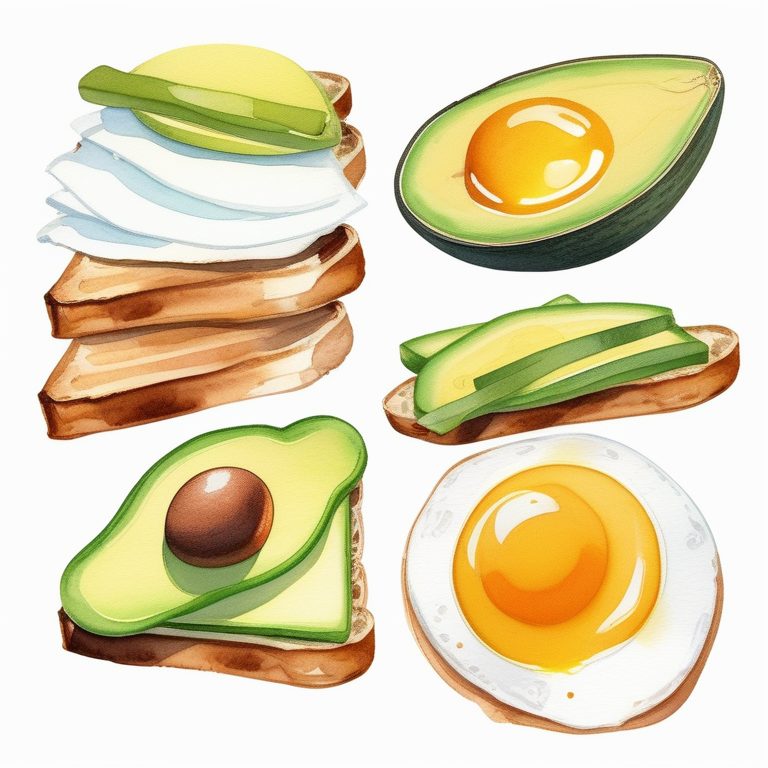 极简水彩早餐食物图集