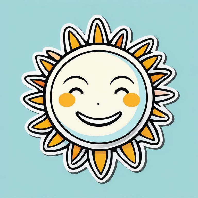 极简贴纸风插画 | 一个微笑太阳