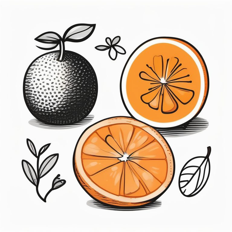 极简童趣卡通剪贴画风格的橙子