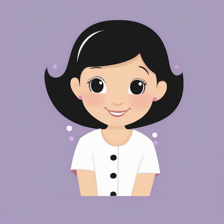 极简童趣卡通剪贴画风格的小女孩