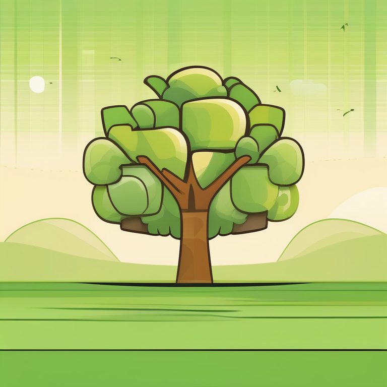 极简童趣卡通剪贴画风格的小树