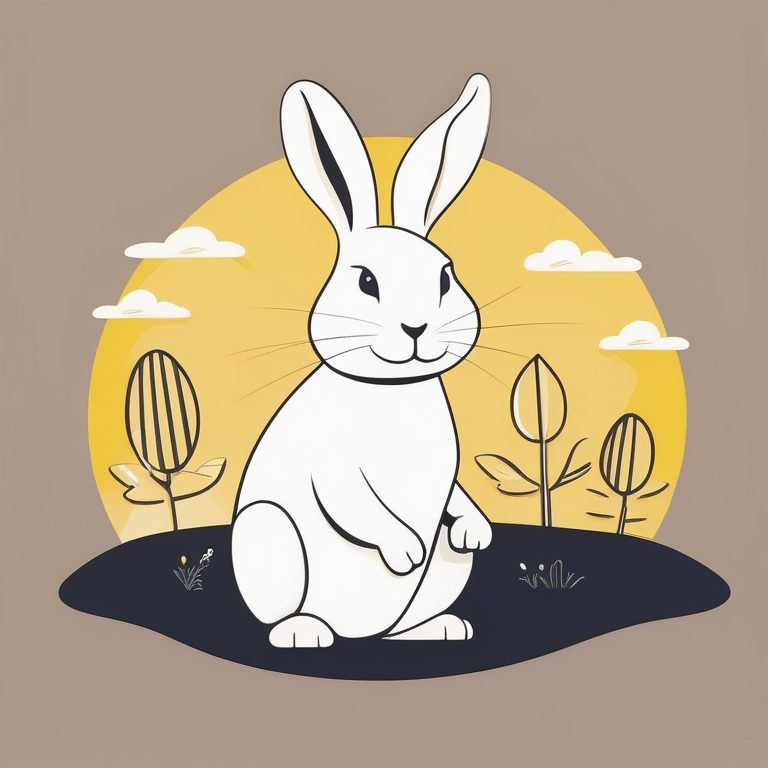 极简童趣卡通剪贴画风格的小兔子