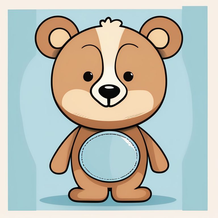 极简童趣卡通剪贴画风格的小熊