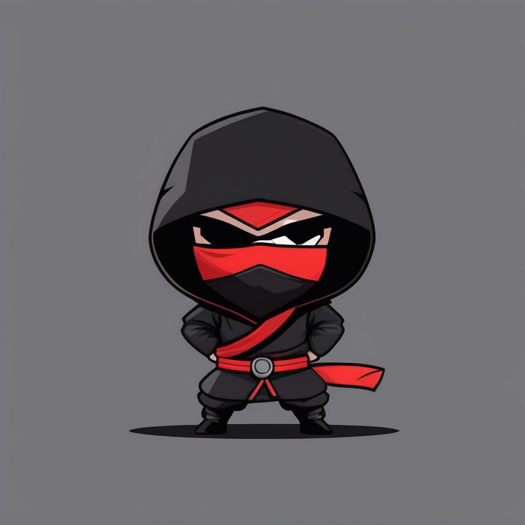 极简图形化2D Q版忍者男孩全身立绘AI提示词：平面卡通风格