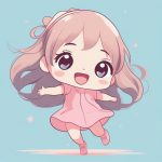 极简涂鸦风:Q版大头萌妹,粉蓝配色,夸张跳跃全身像 4 ji jian tu ya feng q ban da tou meng mei fen lan pei se kua zhang tiao yue quan shen xiang