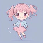 极简涂鸦风Q版双马尾女孩:粉彩系全身跳跃提示词 7 ji jian tu ya feng q ban shuang ma yi nyu hai fen cai xi quan shen tiao yue ti shi ci