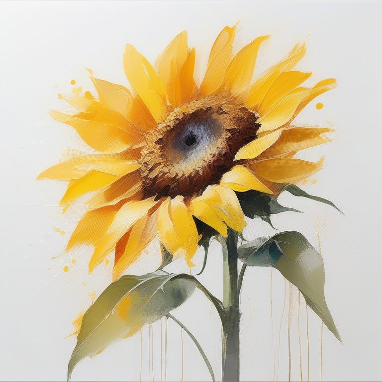 极简温暖印象派风格一片阳光向日葵