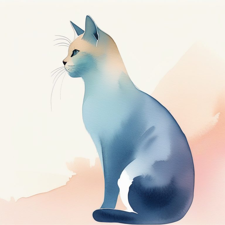 极简温柔水彩猫咪插画