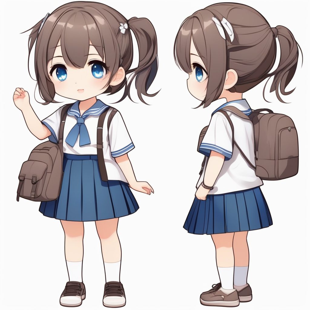 极简系Q版少女小学生风