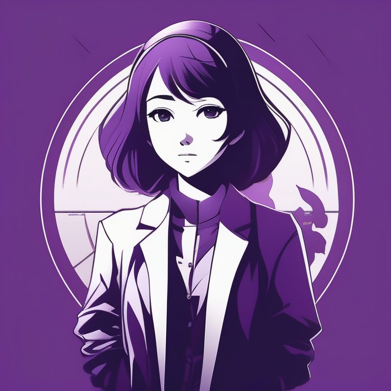 极简系深紫底少女正视肖像