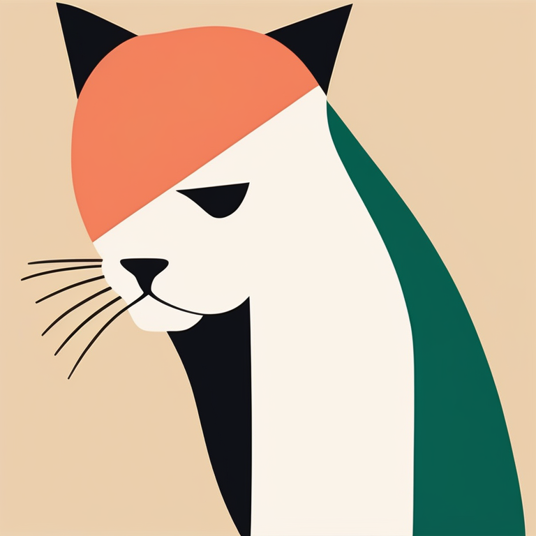 极简现代猫画像块风格装饰画