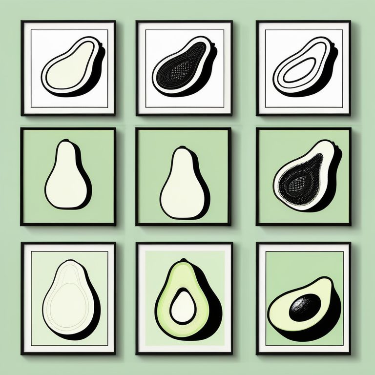 极简现代装饰风水果简笔插画——鳄梨