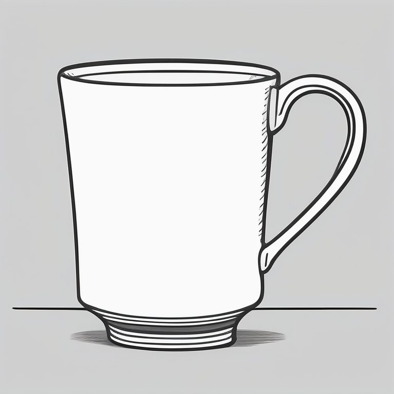 极简线稿风格的水杯手绘插画