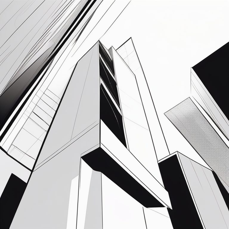 极简线稿建筑与午后阳光