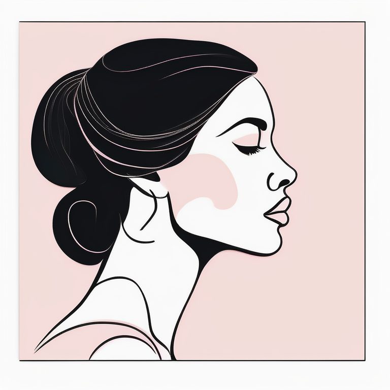 极简线稿人物:一位优雅女性侧脸