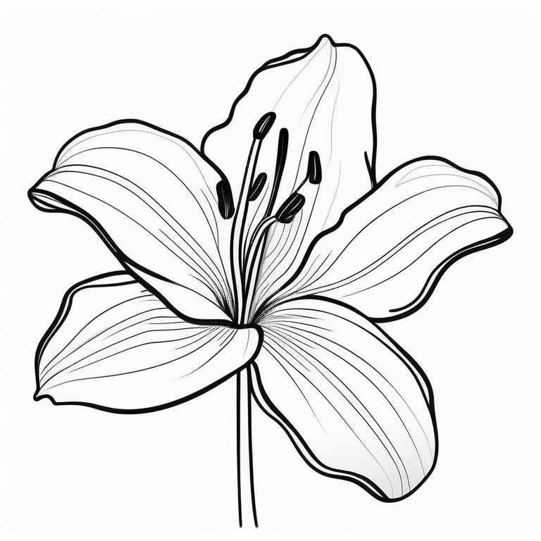 极简线稿艺术:一朵盛开的百合花