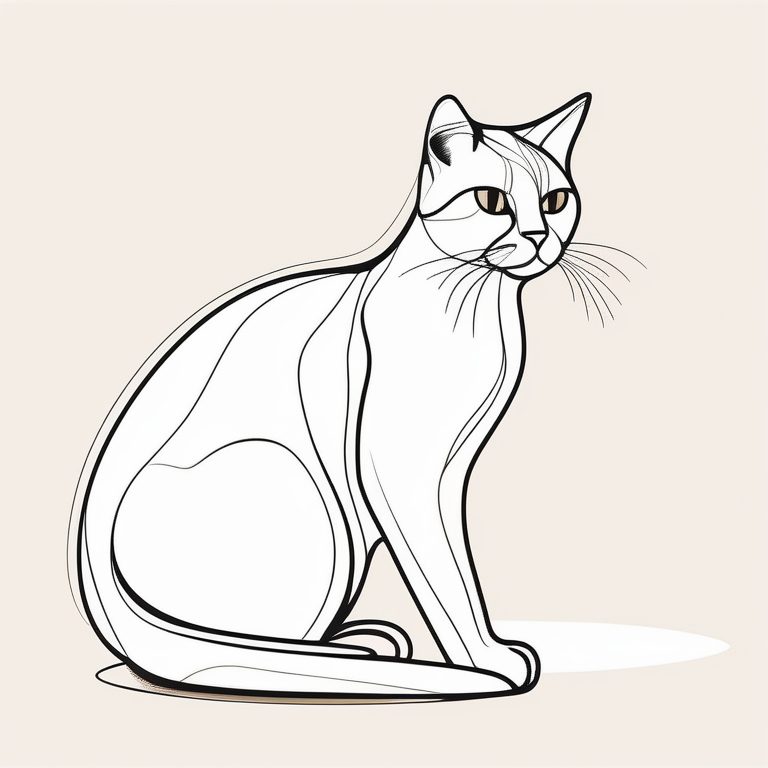 极简线描风格猫咪