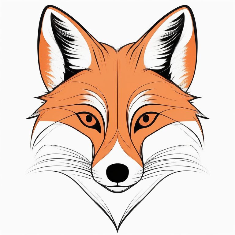 极简线描艺术风格可爱狐狸